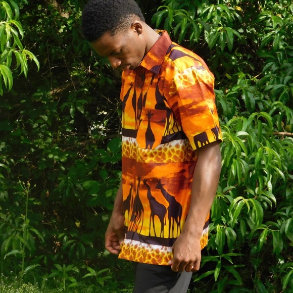 African Wax Print Shirt - Picture 2 of 3
